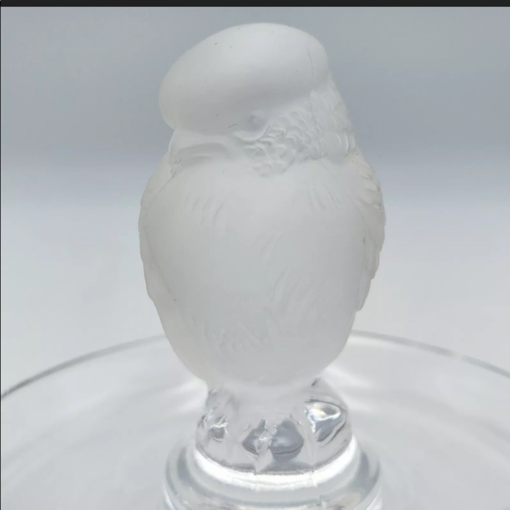 Vintage Lalique bird owl trinket dish